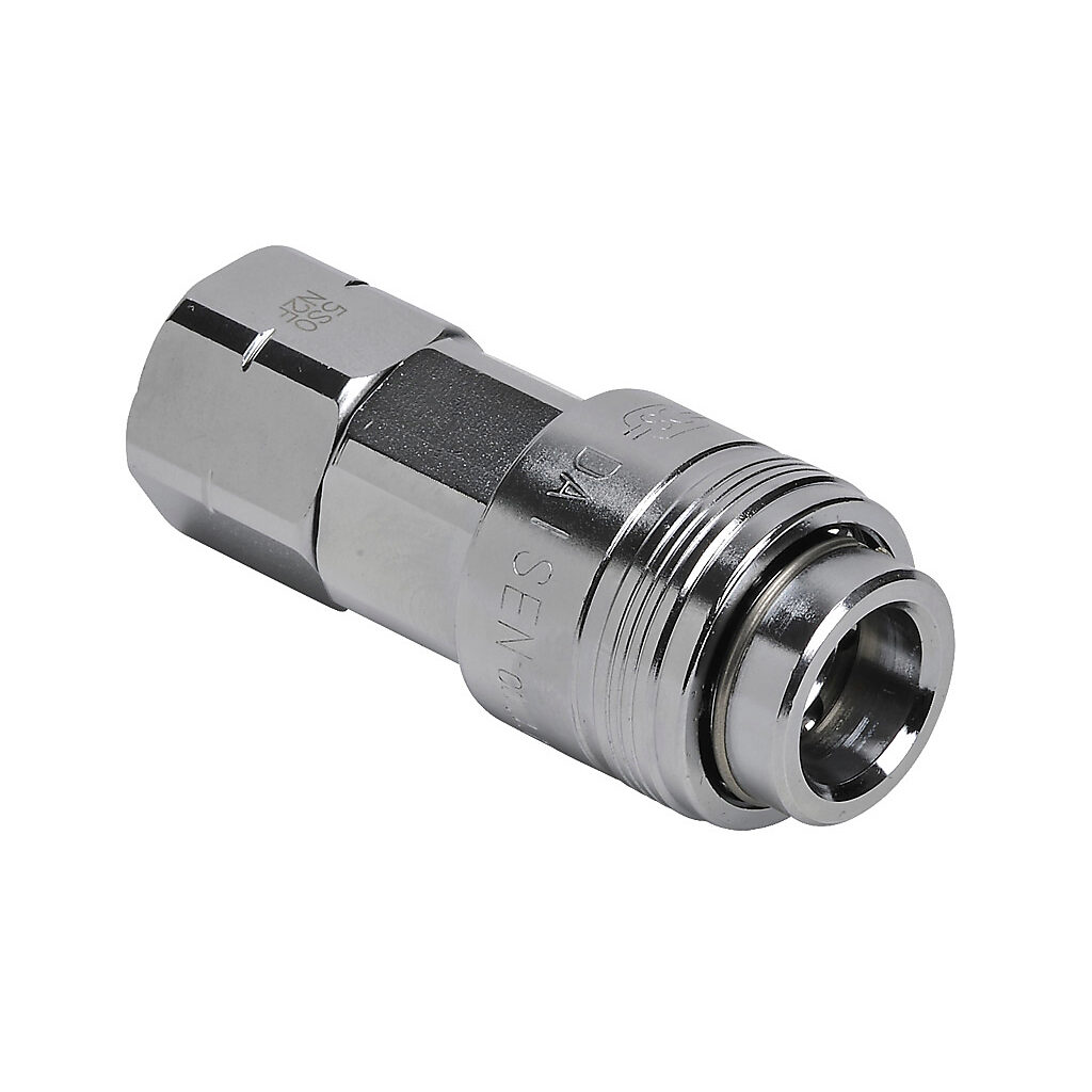 HC14-14F-C - NITRA pneumatic quick disconnect fitting, automatic coupling, chrome-plated steel body, (1) 1/4in female NPT to (1) 1/4in universal.