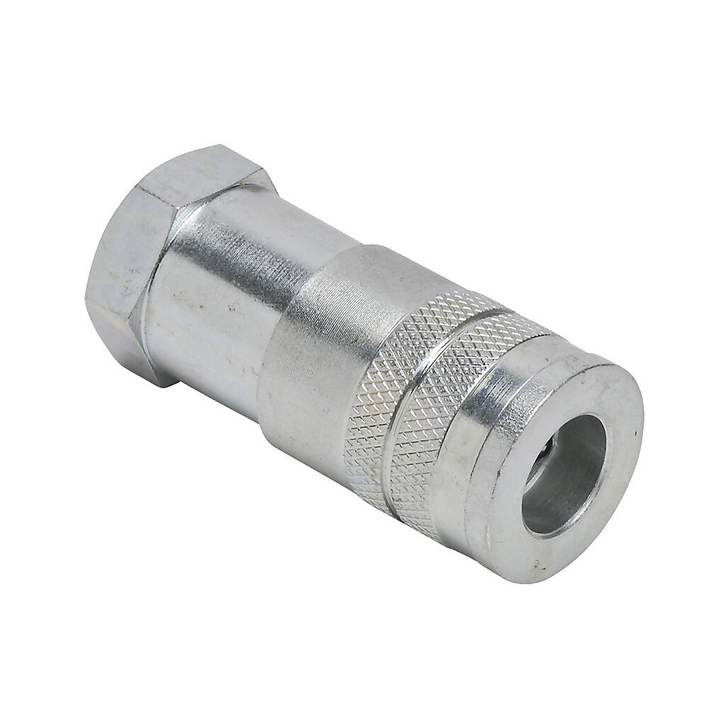 HC14-38F-A - NITRA pneumatic quick disconnect fitting, coupling, steel body, (1) 3/8in female NPT to (1) 1/4in industrial interchange.