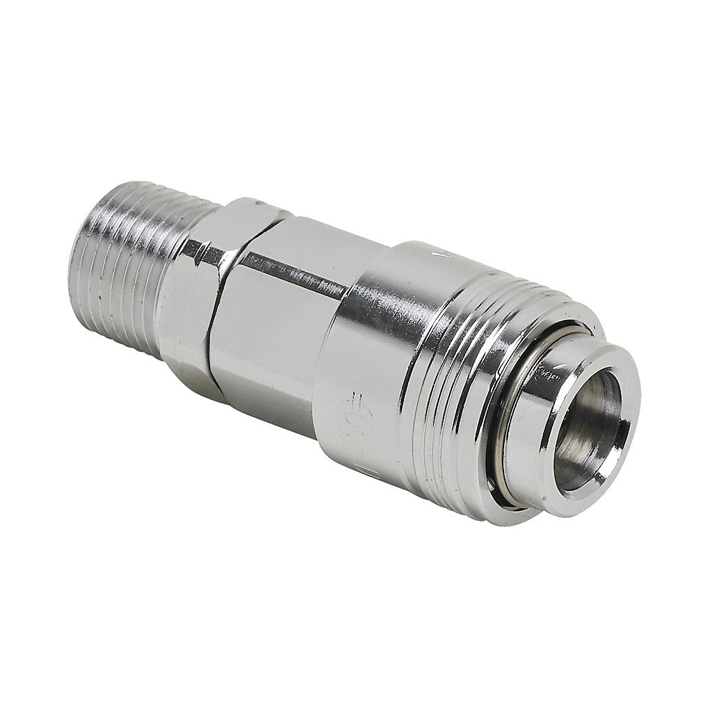 HC14-38M-C - NITRA pneumatic quick disconnect fitting, automatic coupling, chrome-plated steel body, (1) 3/8in male NPT to (1) 1/4in universal.