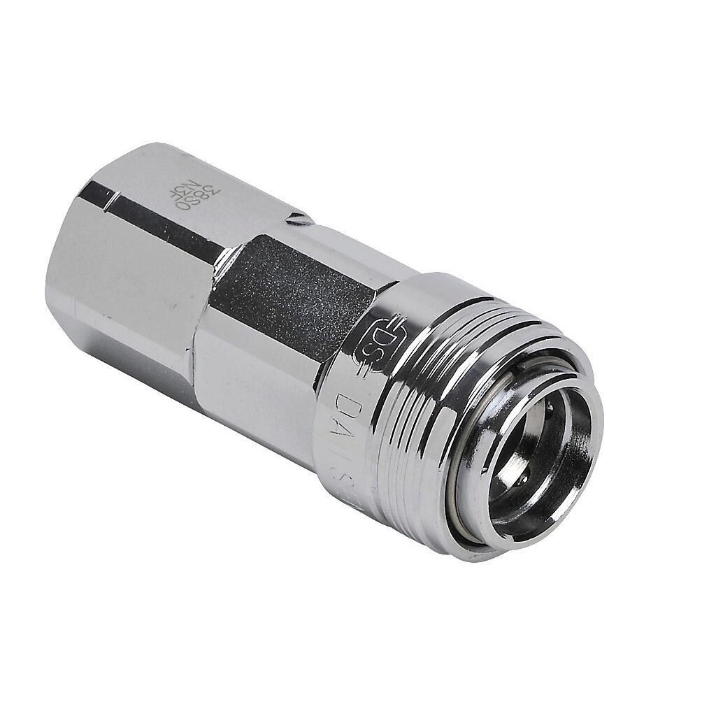 HC38-38F-B - NITRA pneumatic quick disconnect fitting, automatic coupling, chrome-plated steel body, (1) 3/8in female NPT to (1) 3/8in industrial interchange.
