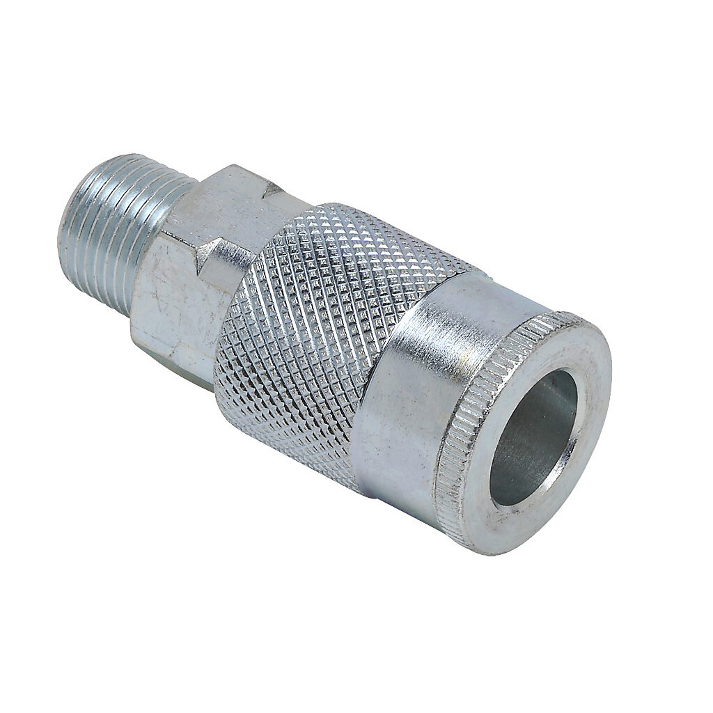 HC38-38M-A - NITRA pneumatic quick disconnect fitting, coupling, steel body, (1) 3/8in male NPT to (1) 3/8in industrial interchange.