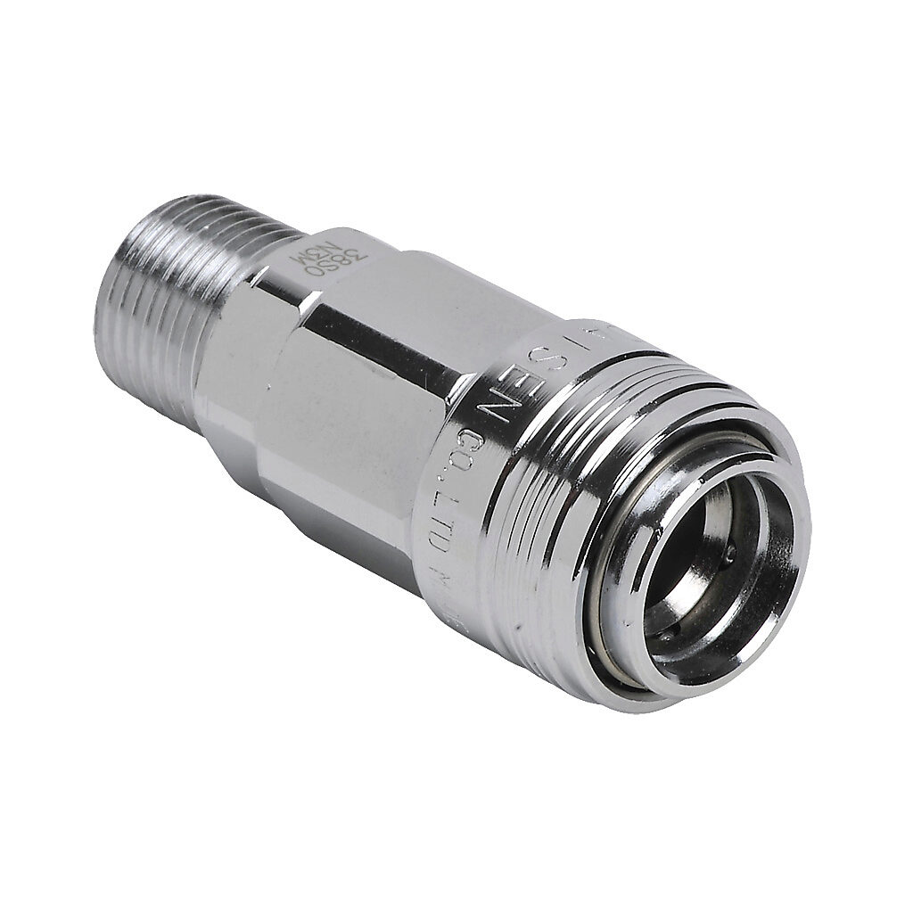 HC38-38M-B - NITRA pneumatic quick disconnect fitting, automatic coupling, chrome-plated steel body, (1) 3/8in male NPT to (1) 3/8in industrial interchange.