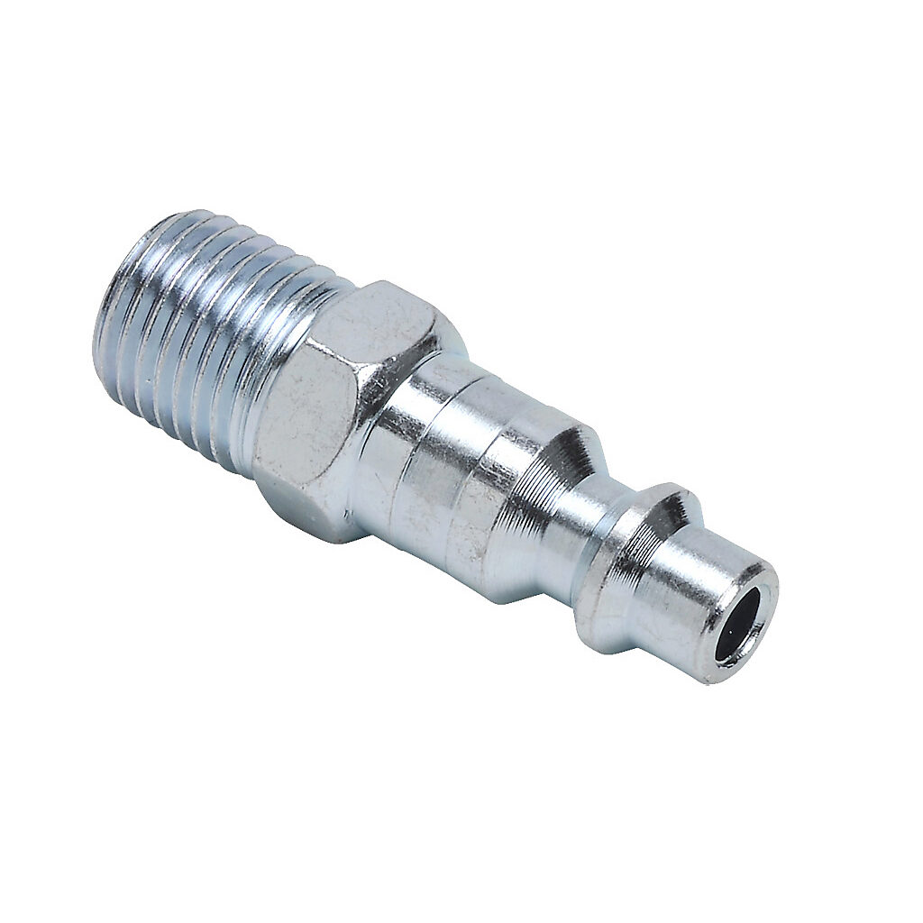 HCP14-14M-J - NITRA pneumatic quick disconnect fitting, coupling plug, steel body, (1) 1/4in male NPT to (1) 1/4in industrial interchange.