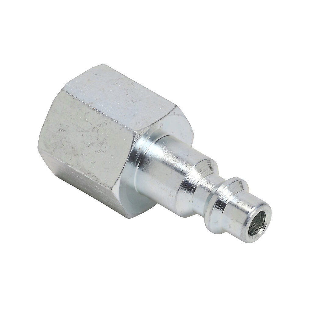 HCP14-38F-J - NITRA pneumatic quick disconnect fitting, coupling plug, steel body, (1) 3/8in female NPT to (1) 1/4in industrial interchange.