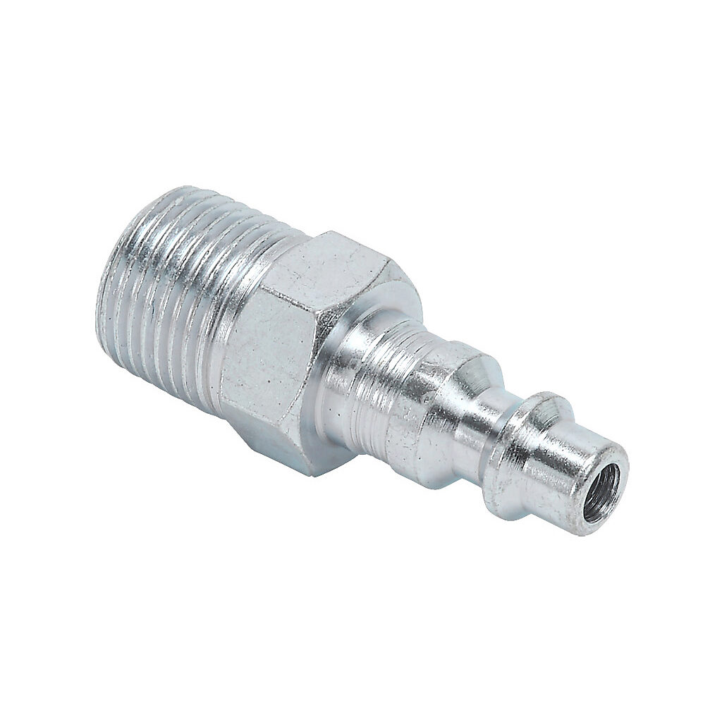HCP14-38M-J - NITRA pneumatic quick disconnect fitting, coupling plug, steel body, (1) 3/8in male NPT to (1) 1/4in industrial interchange.