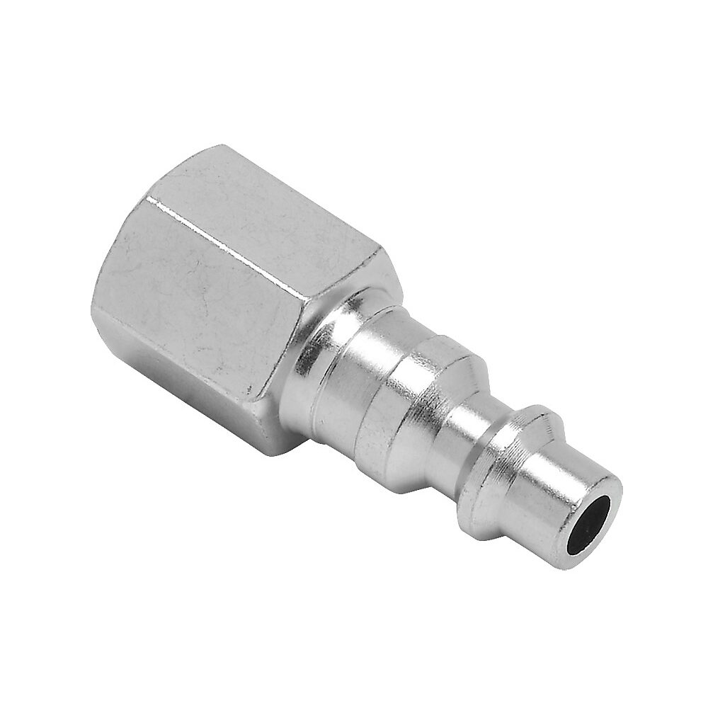 HCP38-14F-J - NITRA pneumatic quick disconnect fitting, coupling plug, steel body, (1) 1/4in female NPT to (1) 3/8in industrial interchange.