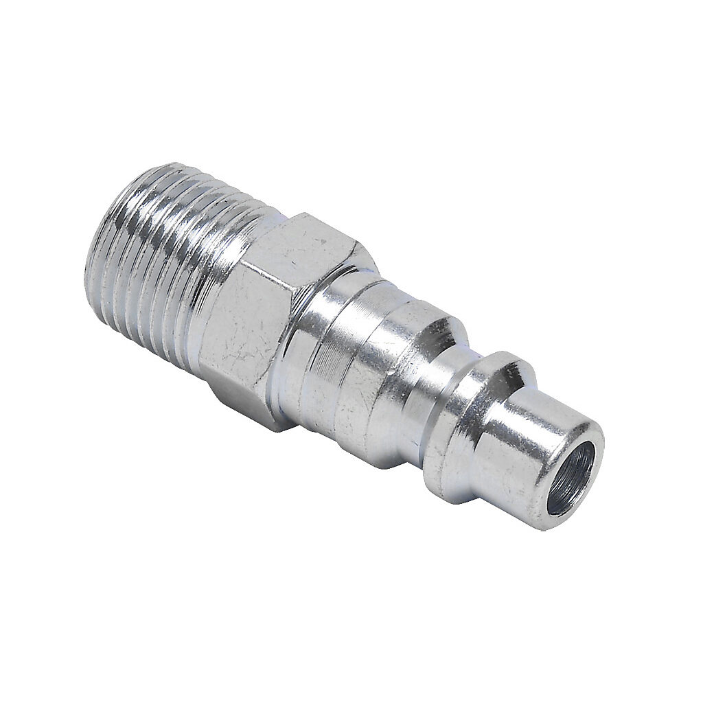 HCP38-38M-J - NITRA pneumatic quick disconnect fitting, coupling plug, steel body, (1) 3/8in male NPT to (1) 3/8in industrial interchange.