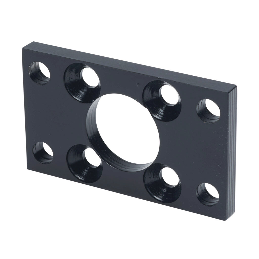 HDM-1202 - Peninsular flange mount plate, steel. For use with 1-1/2in bore x 1in rod hydraulic NFPA cylinders. Mounting hardware included.