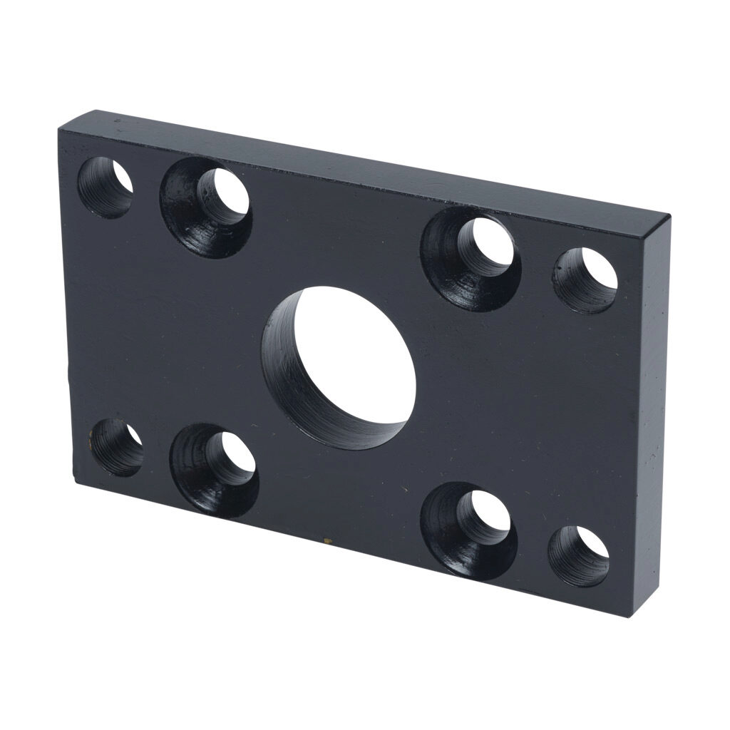 HDM-1205 - Peninsular flange mount plate, steel. For use with 2-1/2in bore x 1in rod hydraulic NFPA cylinders. Mounting hardware included.