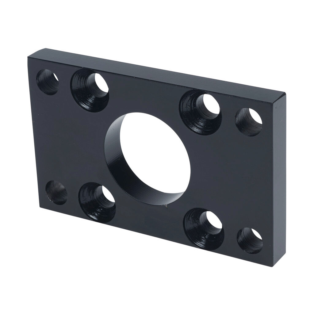 HDM-1206 - Peninsular flange mount plate, steel. For use with 2-1/2in bore x 1-3/8in rod hydraulic NFPA cylinders. Mounting hardware included.