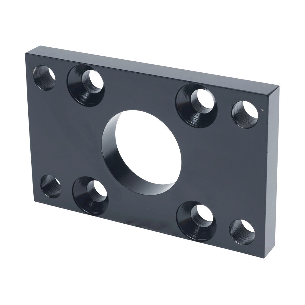 HDM-1208 - Peninsular flange mount plate, steel. For use with 3-1/4in bore x 1-3/4in rod hydraulic NFPA cylinders. Mounting hardware included.