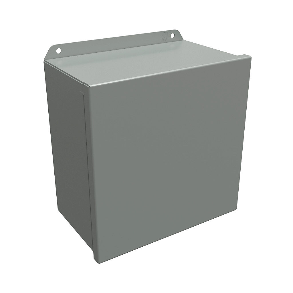 HJ10106HLP - Hammond enclosure, NEMA 3R/4/12/13, 10 x 10 x 6in (HxWxD), wall mount, carbon steel, ANSI 61 gray, powder coat finish, single-door, stainless steel clamps.