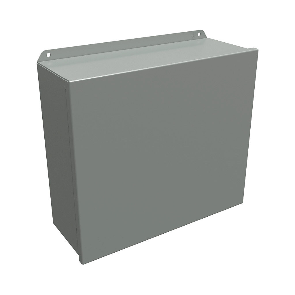 HJ14166HLP - Hammond enclosure, NEMA 3R/4/12/13, 14 x 16 x 6in (HxWxD), wall mount, carbon steel, ANSI 61 gray, powder coat finish, single-door, stainless steel clamps.