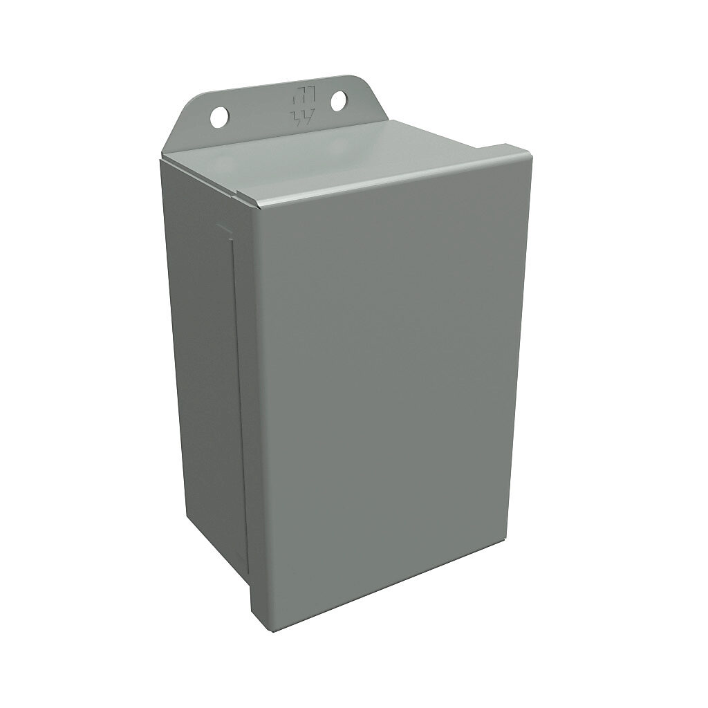 HJ643HLP - Hammond enclosure, NEMA 3R/4/12/13, 6 x 4 x 3in (HxWxD), wall mount, carbon steel, ANSI 61 gray, powder coat finish, single-door, stainless steel clamps.
