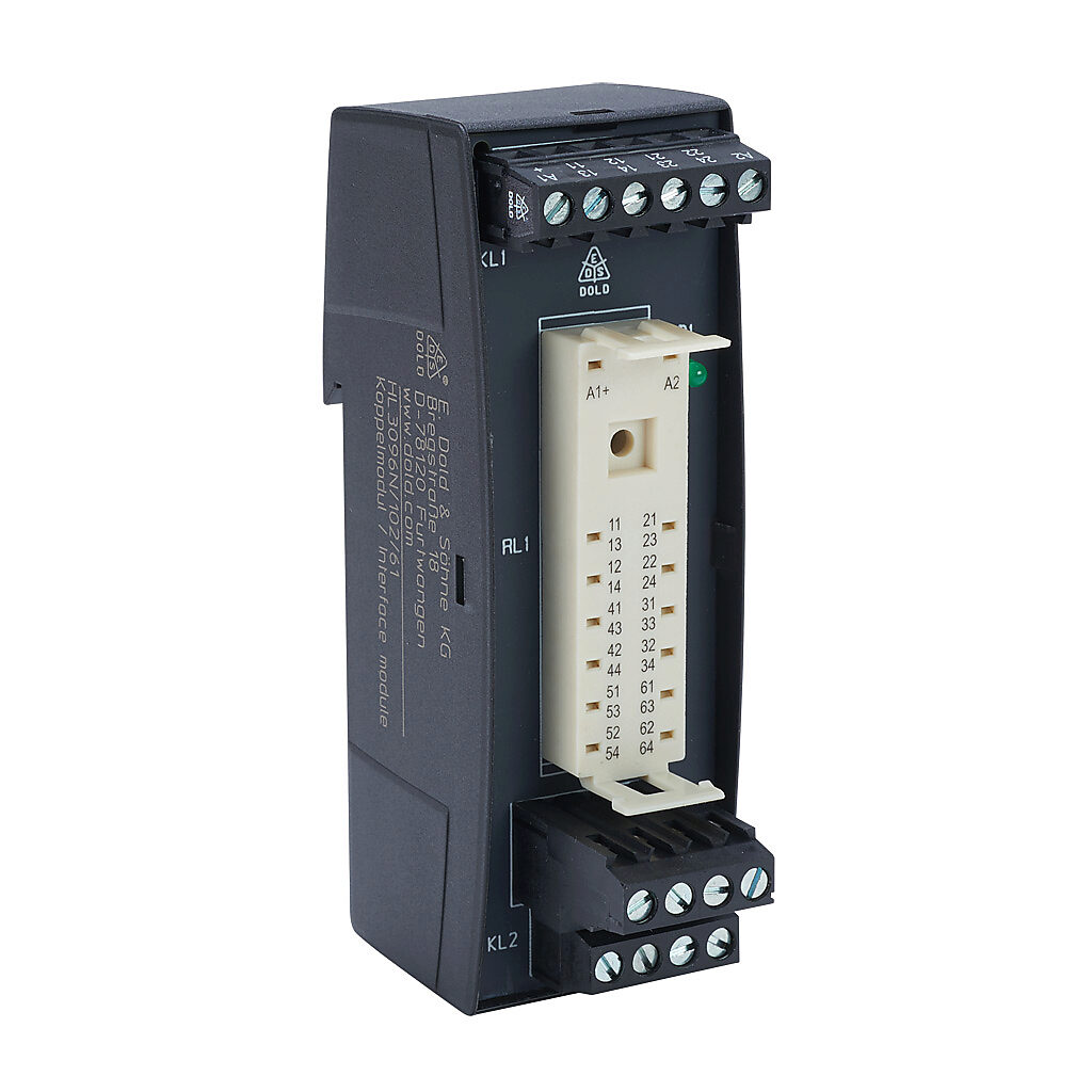 HL3096N-102-24 - Dold relay socket, 14-pin, 35mm DIN rail mount, LED indicator(s), diode protection. For use with OA5612 series relays.