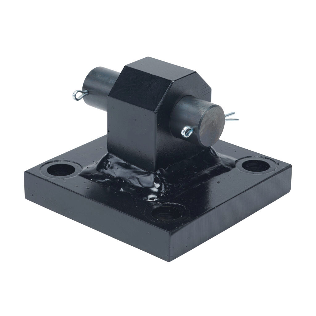 HM21325-6 - Peninsular rear pivot eye, steel. For use with 3-1/4in bore hydraulic NFPA cylinders. Mounting hardware included.
