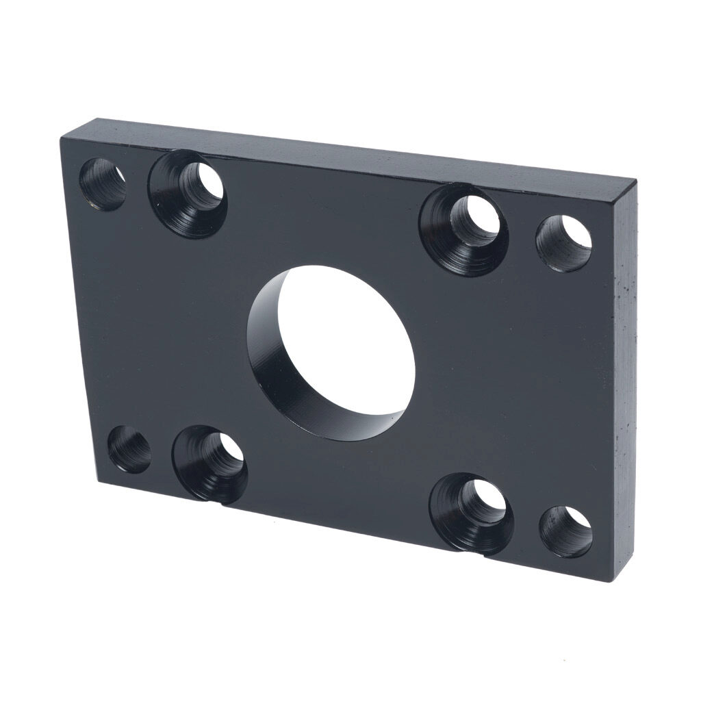 HM4400A - Peninsular flange mount plate, steel. For use with 4in bore x 1-3/4in rod hydraulic NFPA cylinders. Mounting hardware included.