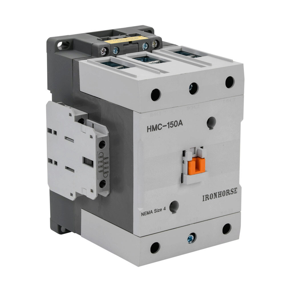 HMC-150A30-22-FL - IronHorse IEC contactor, 150A, (3) N.O. power poles, (2) N.O./(2) N.C. auxiliary contacts, 100-240 VAC (50/60Hz)/100-200 VDC coil voltage, low consumption electronic.
