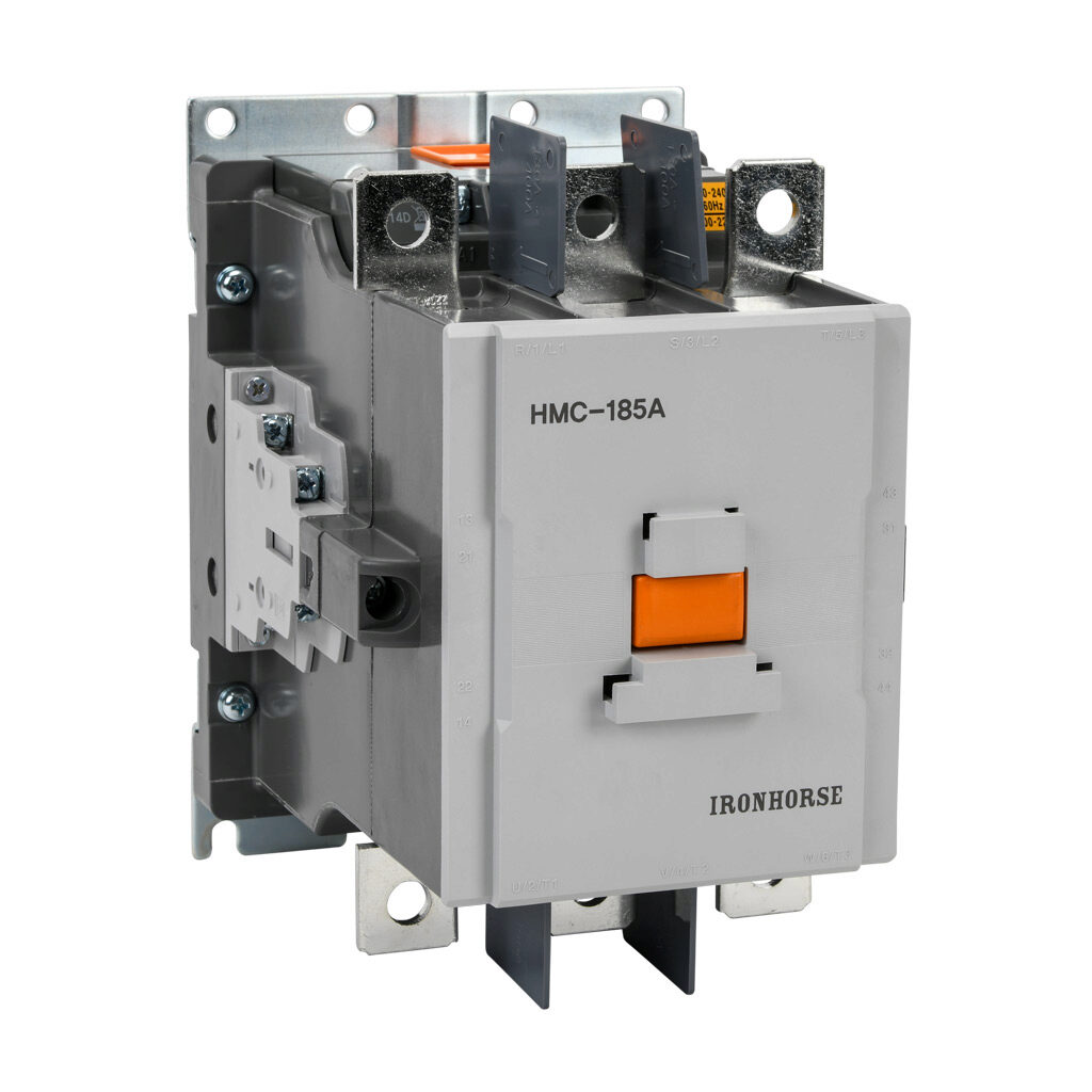 HMC-185A30-22-FB - IronHorse IEC contactor, 185A, (3) N.O. power poles, (2) N.O./(2) N.C. auxiliary contacts, 100-240 VAC (50/60Hz)/100-200 VDC coil voltage, low consumption electronic.