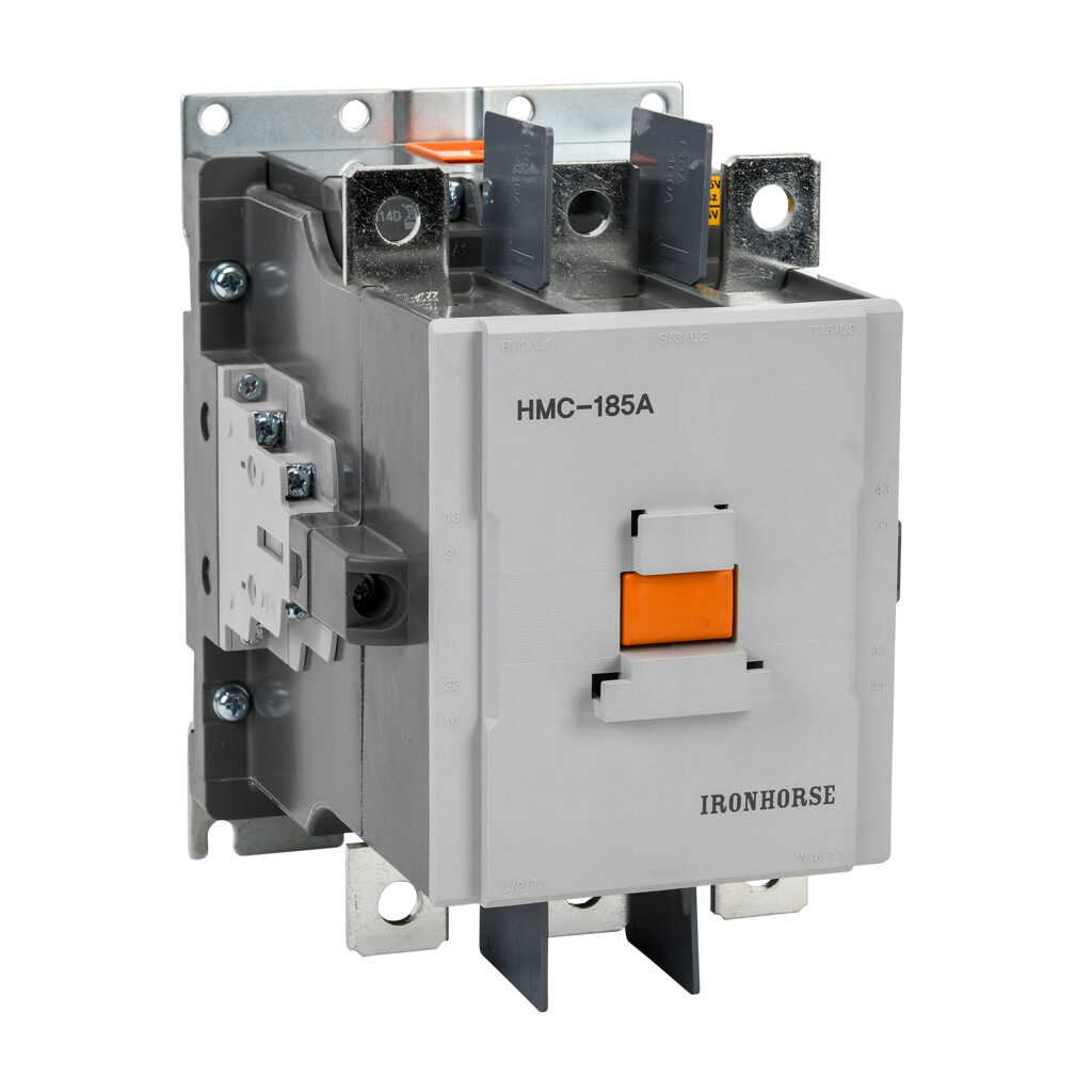 HMC-185A30-22-HB - IronHorse IEC contactor, 185A, (3) N.O. power poles, (2) N.O./(2) N.C. auxiliary contacts, 24-25 VAC (50/60Hz)/24 VDC coil voltage, low consumption electronic.
