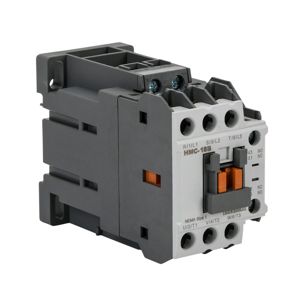 HMC-18B30-11-DS - IronHorse IEC contactor, 18A, (3) N.O. power poles, (1) N.O./(1) N.C. auxiliary contacts, 24 VDC coil voltage.