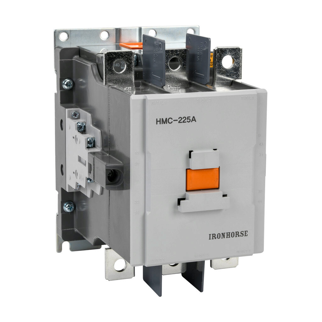 HMC-225A30-22-FB - IronHorse IEC contactor, 225A, (3) N.O. power poles, (2) N.O./(2) N.C. auxiliary contacts, 100-240 VAC (50/60Hz)/100-200 VDC coil voltage, low consumption electronic.