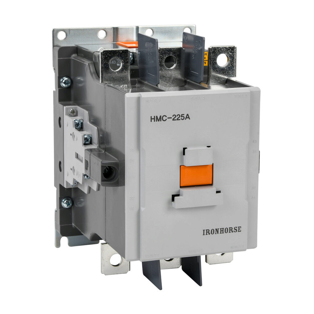 HMC-225A30-22-HB - IronHorse IEC contactor, 225A, (3) N.O. power poles, (2) N.O./(2) N.C. auxiliary contacts, 24-25 VAC (50/60Hz)/24 VDC coil voltage, low consumption electronic.