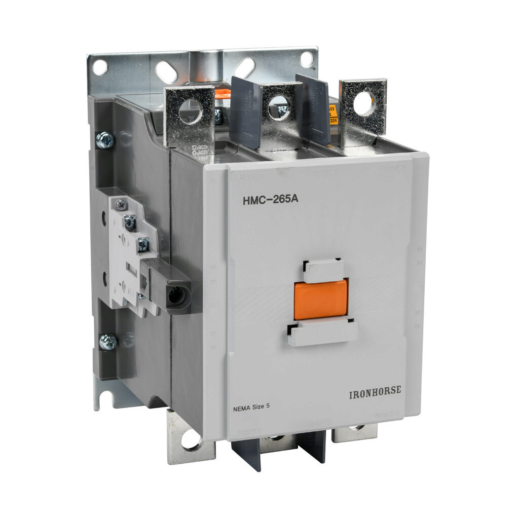 HMC-265A30-22-FB - IronHorse IEC contactor, 265A, (3) N.O. power poles, (2) N.O./(2) N.C. auxiliary contacts, 100-240 VAC (50/60Hz)/100-200 VDC coil voltage, low consumption electronic.