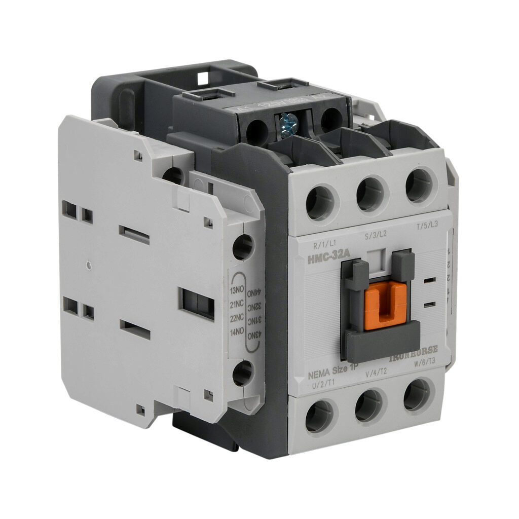 HMC-32A30-22-AS - IronHorse IEC contactor, 32A, (3) N.O. power poles, (2) N.O./(2) N.C. auxiliary contacts, 120 VAC (50/60Hz) coil voltage.