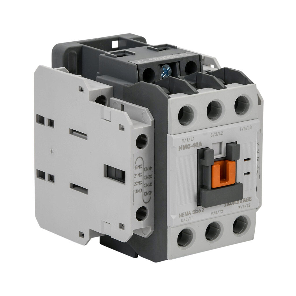 HMC-40A30-22-AS - IronHorse IEC contactor, 40A, (3) N.O. power poles, (2) N.O./(2) N.C. auxiliary contacts, 120 VAC (50/60Hz) coil voltage.