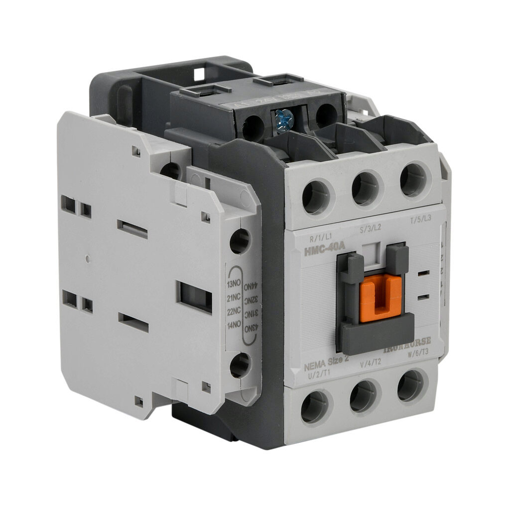 HMC-40A30-22-BS - IronHorse IEC contactor, 40A, (3) N.O. power poles, (2) N.O./(2) N.C. auxiliary contacts, 24 VAC (50/60Hz) coil voltage.