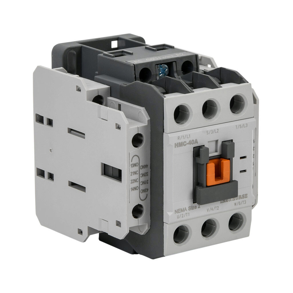HMC-40A30-22-ES - IronHorse IEC contactor, 40A, (3) N.O. power poles, (2) N.O./(2) N.C. auxiliary contacts, 480 VAC (60Hz) coil voltage.