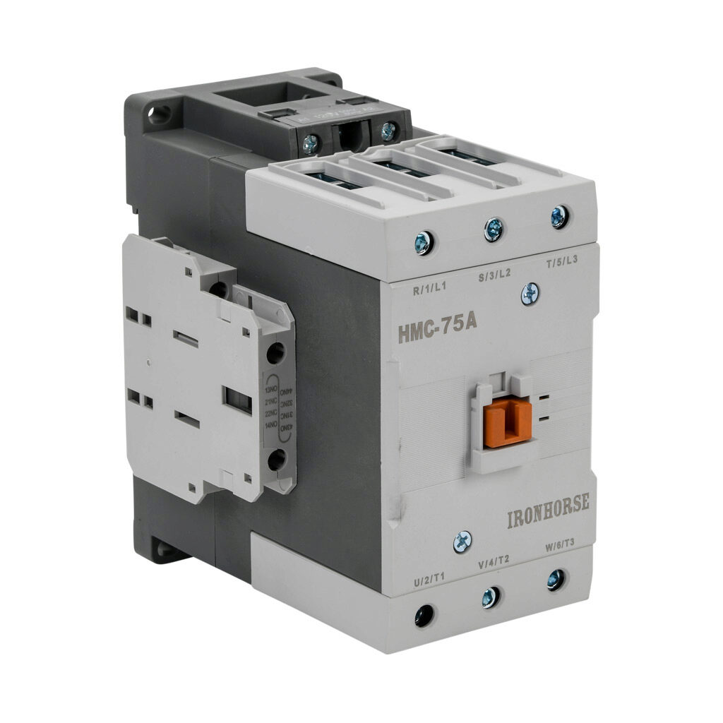 HMC-75A30-22-AL - IronHorse IEC contactor, 75A, (3) N.O. power poles, (2) N.O./(2) N.C. auxiliary contacts, 120 VAC (50/60Hz) coil voltage.