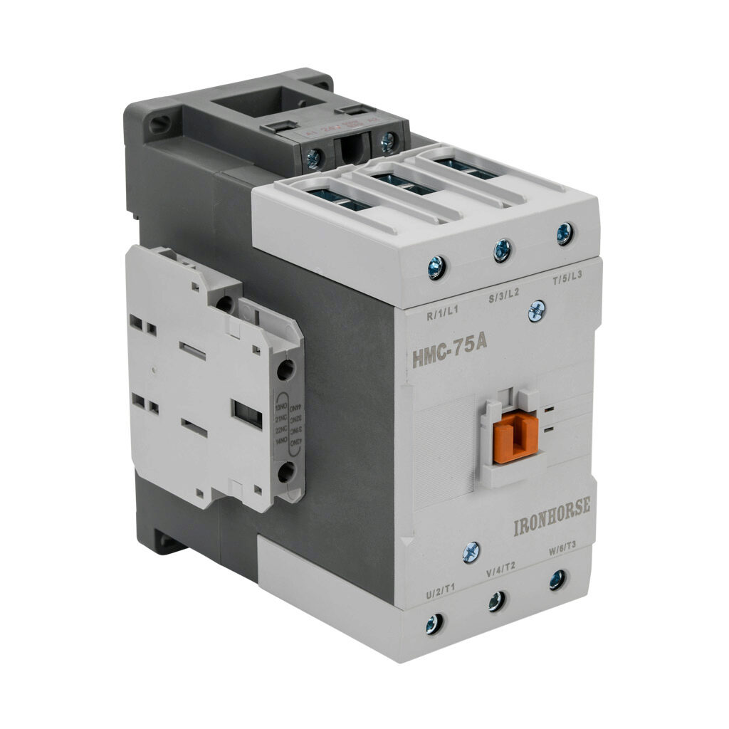 HMC-75A30-22-BL - IronHorse IEC contactor, 75A, (3) N.O. power poles, (2) N.O./(2) N.C. auxiliary contacts, 24 VAC (50/60Hz) coil voltage.