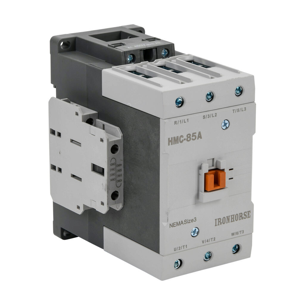 HMC-85A30-22-EL - IronHorse IEC contactor, 85A, (3) N.O. power poles, (2) N.O./(2) N.C. auxiliary contacts, 480 VAC (60Hz) coil voltage.