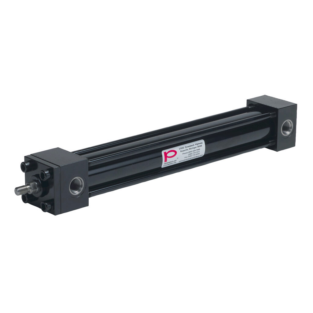 HP16150A12S - Peninsular hydraulic cylinder, NFPA tie rod, 1-1/2in bore, 5/8in rod diameter, 12in stroke, double acting, tapped end caps mount.