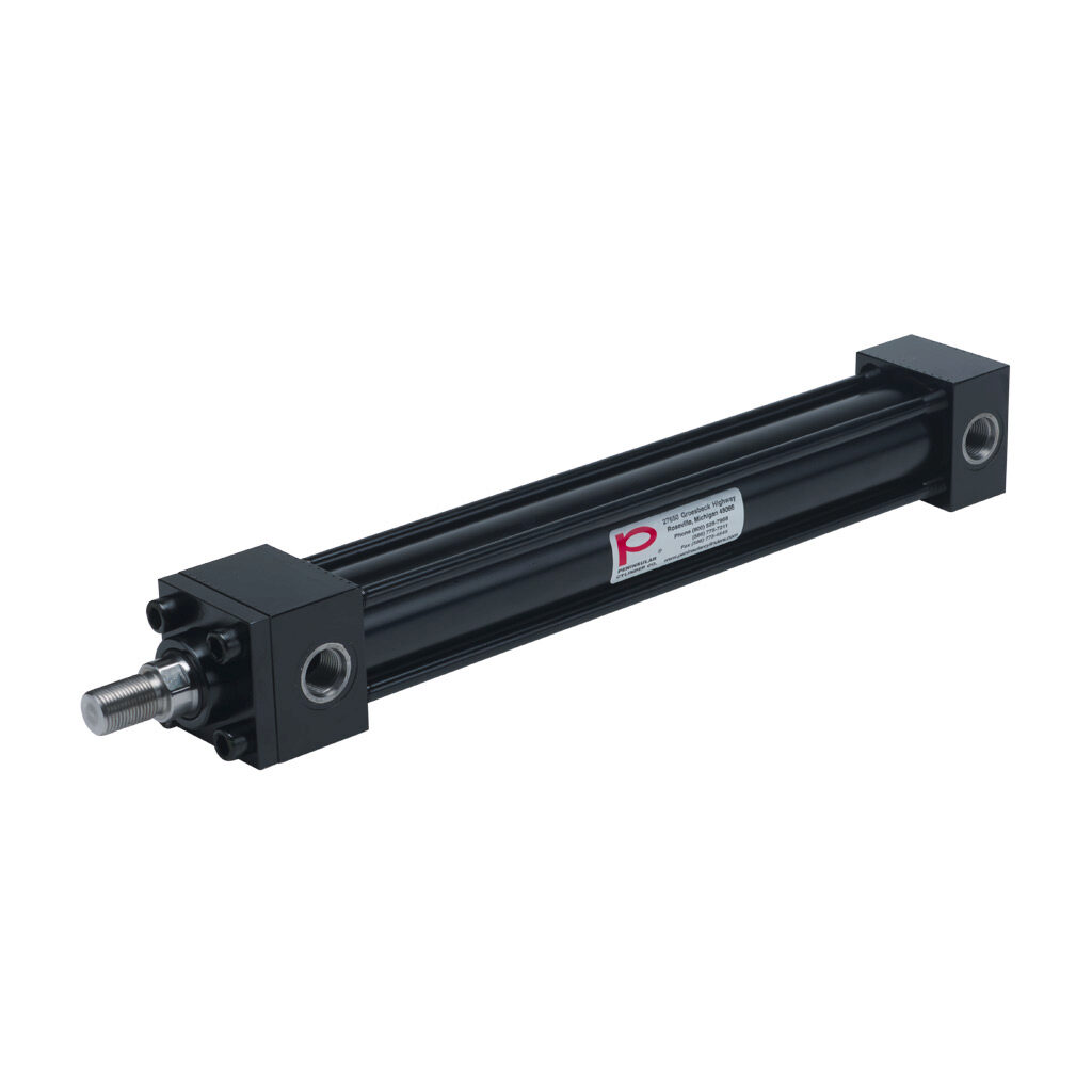 HP16150B12S - Peninsular hydraulic cylinder, NFPA tie rod, 1-1/2in bore, 1in rod diameter, 12in stroke, double acting, tapped end caps mount.