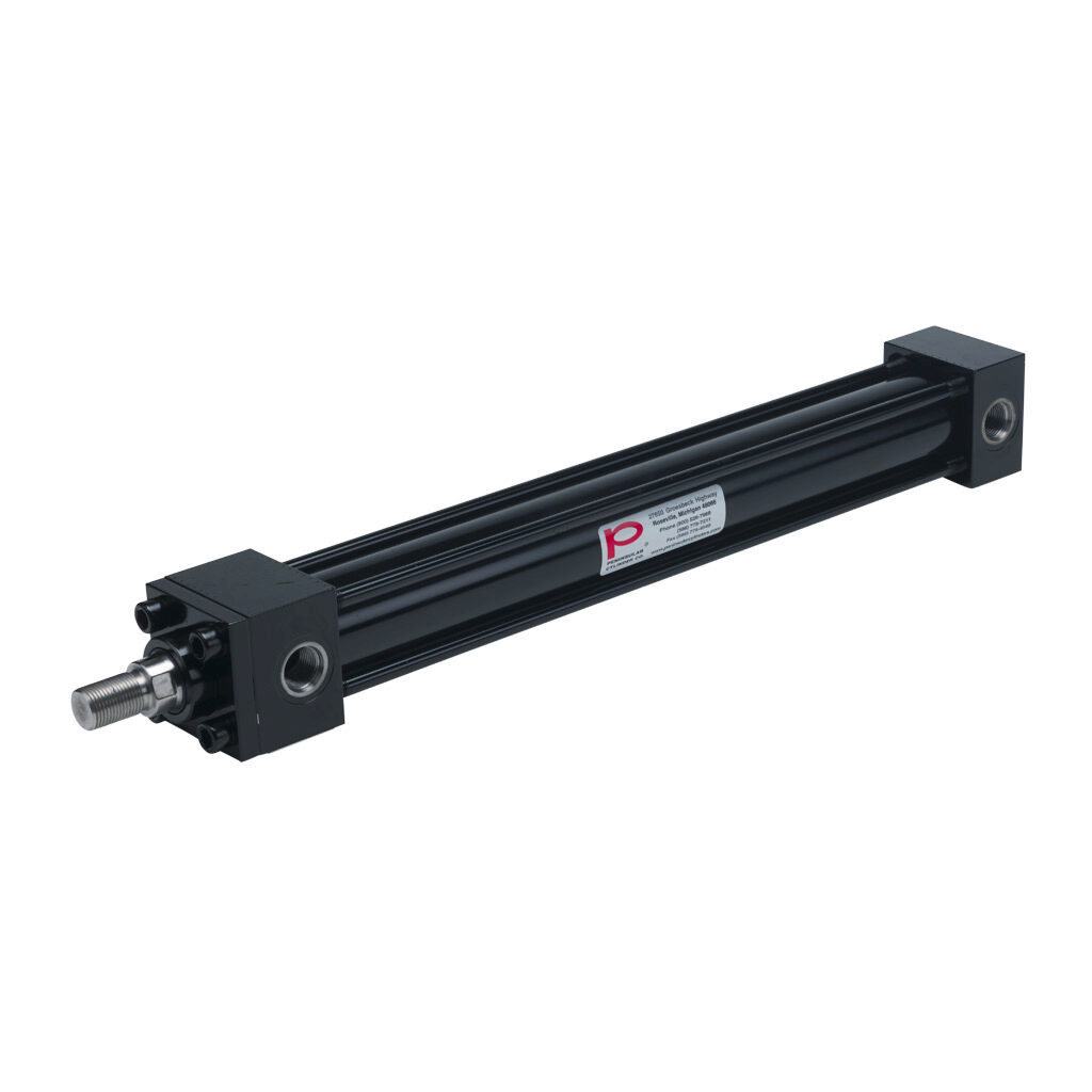 HP16150B14S - Peninsular hydraulic cylinder, NFPA tie rod, 1-1/2in bore, 1in rod diameter, 14in stroke, double acting, tapped end caps mount.
