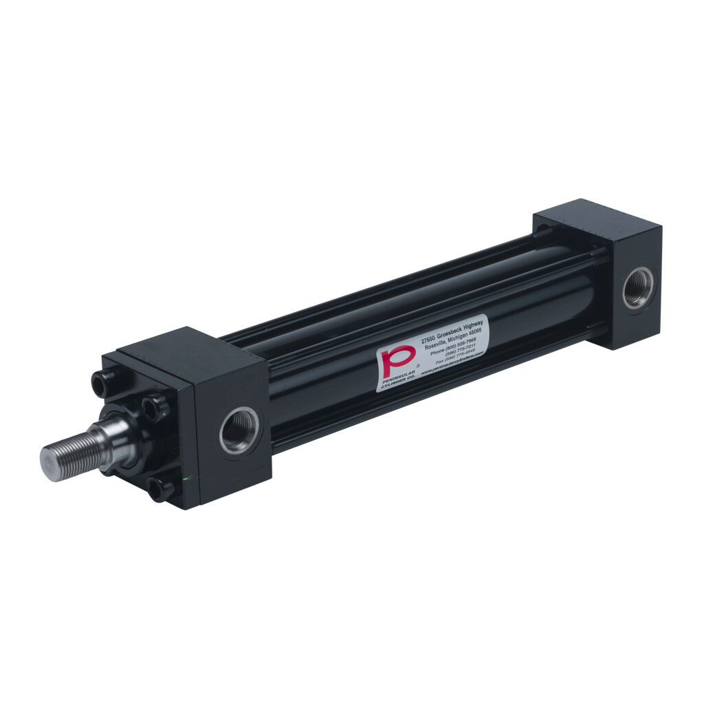 HP16150B8S - Peninsular hydraulic cylinder, NFPA tie rod, 1-1/2in bore, 1in rod diameter, 8in stroke, double acting, tapped end caps mount.