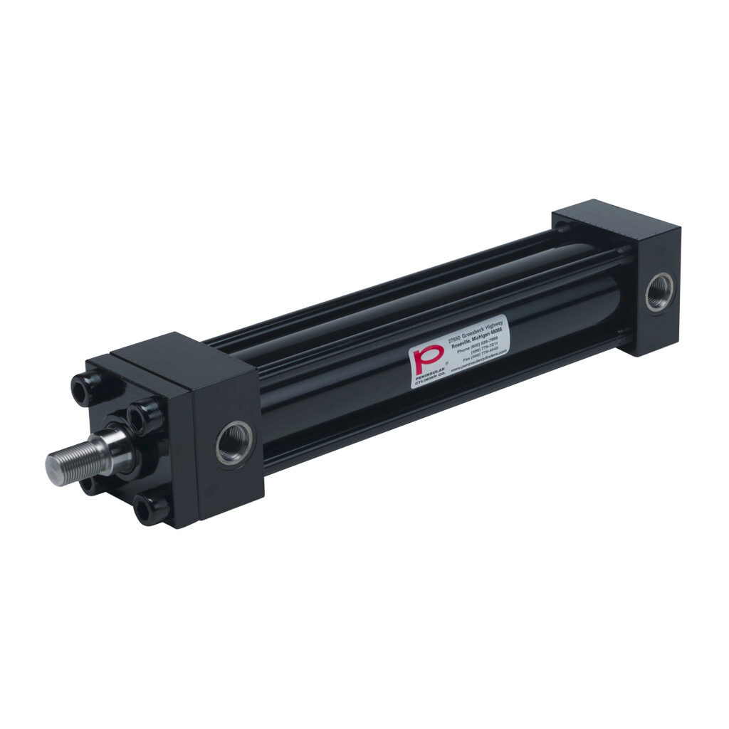 HP16200A10S - Peninsular hydraulic cylinder, NFPA tie rod, 2in bore, 1in rod diameter, 10in stroke, double acting, tapped end caps mount.