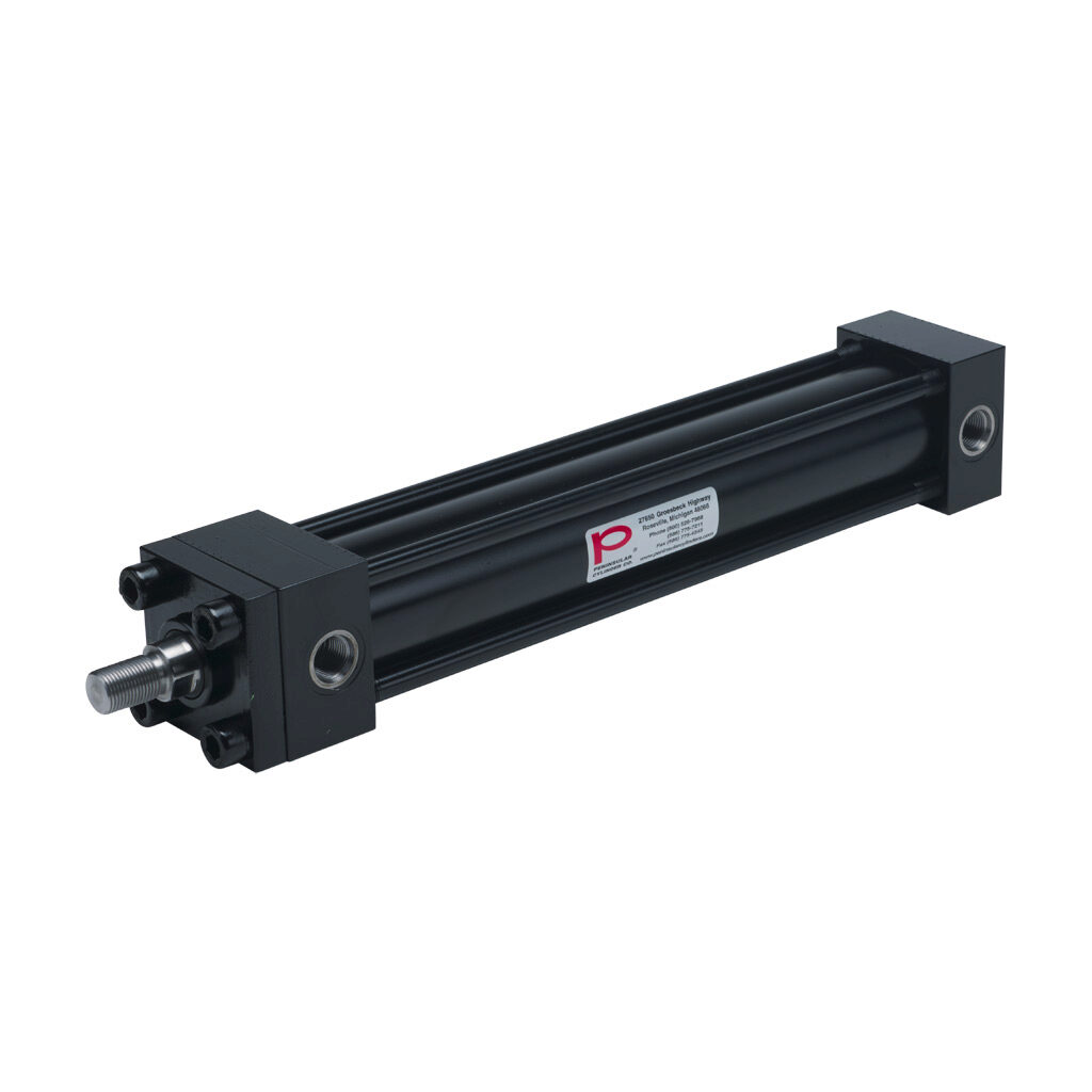 HP16200A12S - Peninsular hydraulic cylinder, NFPA tie rod, 2in bore, 1in rod diameter, 12in stroke, double acting, tapped end caps mount.