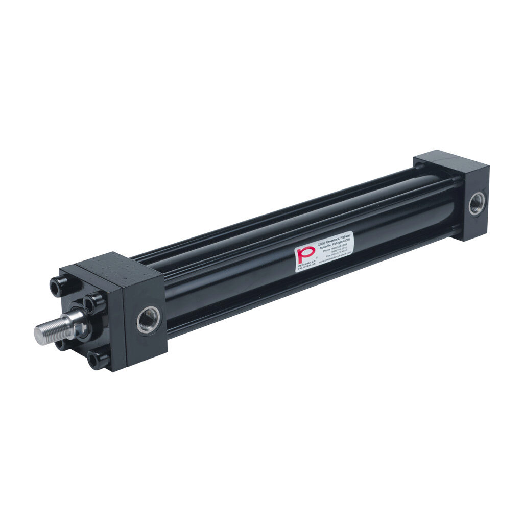HP16200A14S - Peninsular hydraulic cylinder, NFPA tie rod, 2in bore, 1in rod diameter, 14in stroke, double acting, tapped end caps mount.
