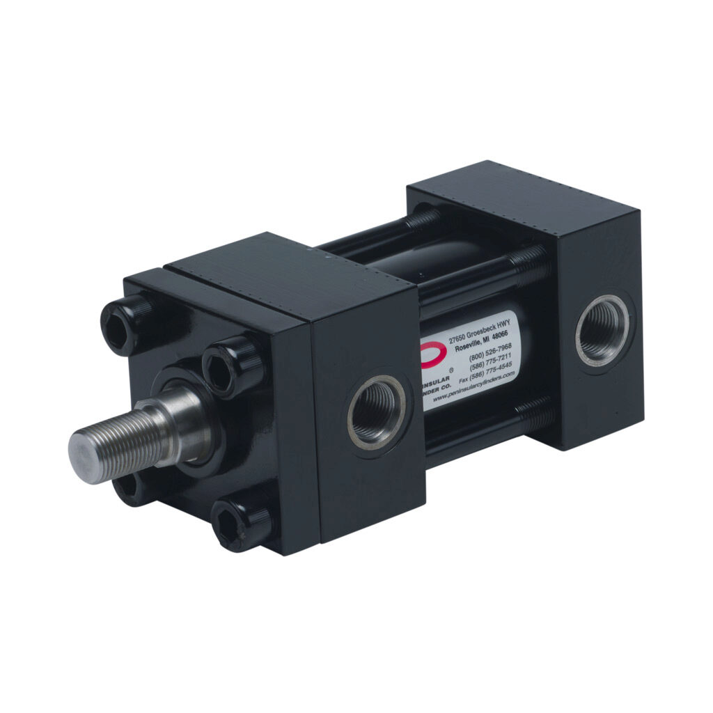 HP16200A1S - Peninsular hydraulic cylinder, NFPA tie rod, 2in bore, 1in rod diameter, 1in stroke, double acting, tapped end caps mount.