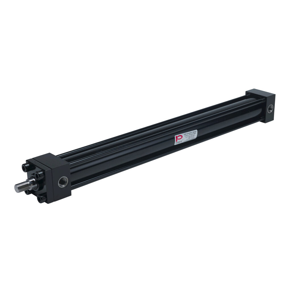 HP16200A24S - Peninsular hydraulic cylinder, NFPA tie rod, 2in bore, 1in rod diameter, 24in stroke, double acting, tapped end caps mount.