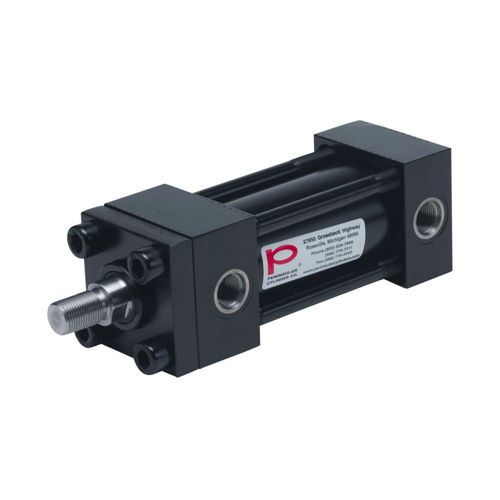 HP16200A3S - Peninsular hydraulic cylinder, NFPA tie rod, 2in bore, 1in rod diameter, 3in stroke, double acting, tapped end caps mount.