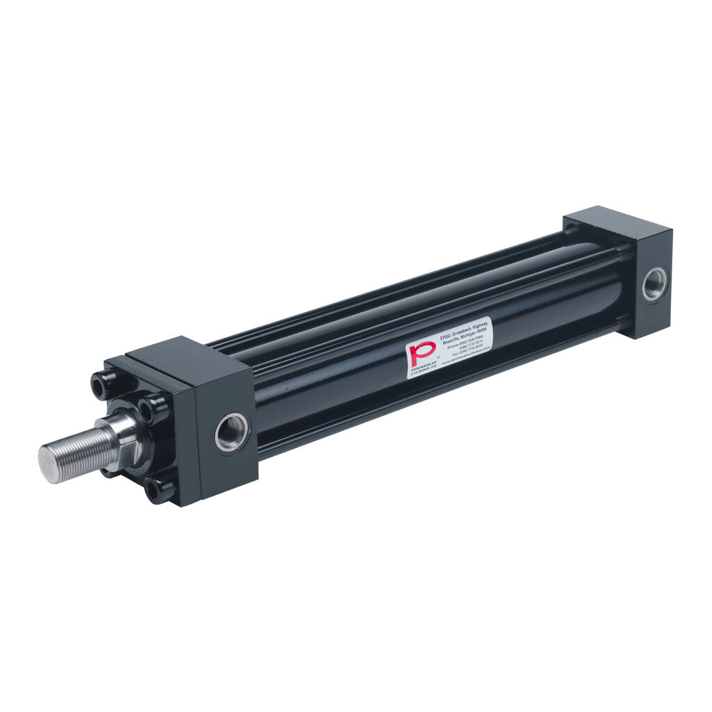 HP16200B12S - Peninsular hydraulic cylinder, NFPA tie rod, 2in bore, 1-3/8in rod diameter, 12in stroke, double acting, tapped end caps mount.