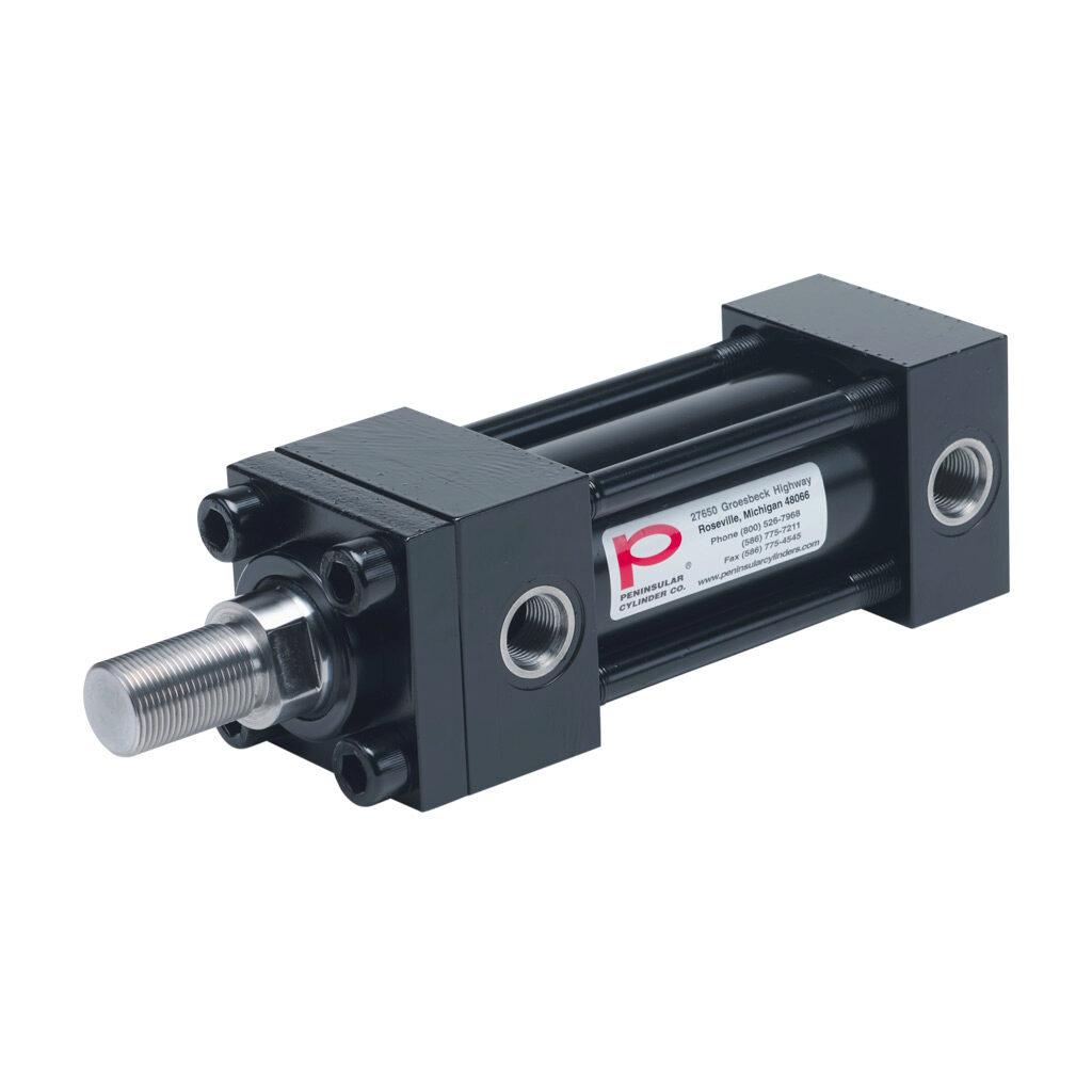 HP16200B3S - Peninsular hydraulic cylinder, NFPA tie rod, 2in bore, 1-3/8in rod diameter, 3in stroke, double acting, tapped end caps mount.