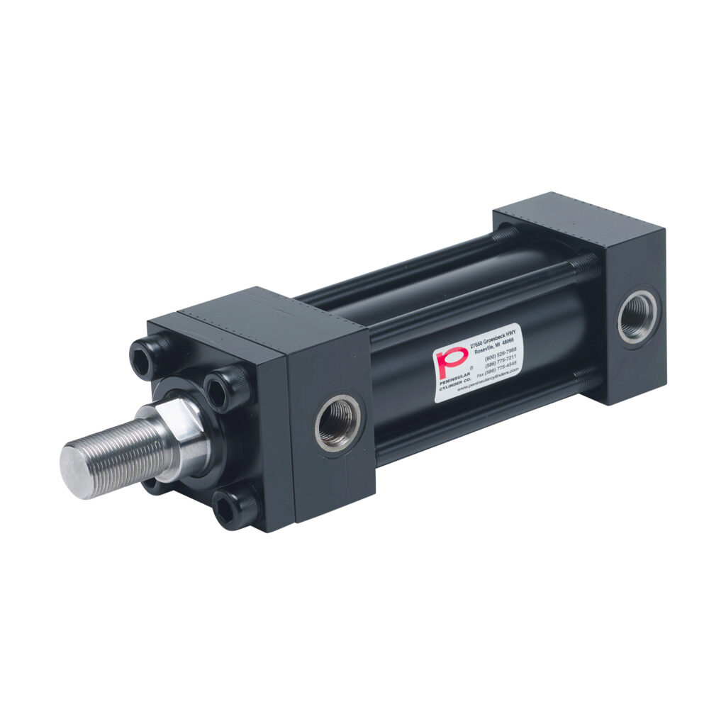 HP16200B4S - Peninsular hydraulic cylinder, NFPA tie rod, 2in bore, 1-3/8in rod diameter, 4in stroke, double acting, tapped end caps mount.
