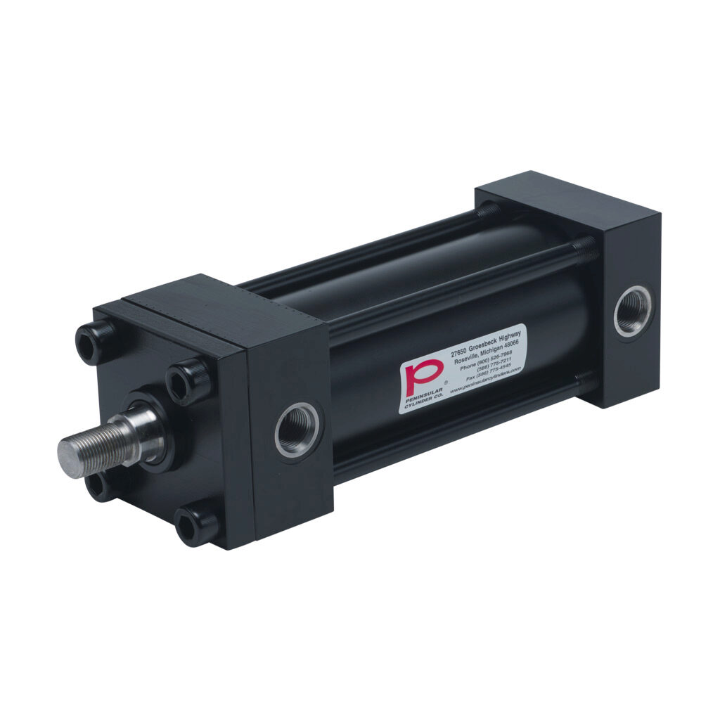 HP16250A5S - Peninsular hydraulic cylinder, NFPA tie rod, 2-1/2in bore, 1in rod diameter, 5in stroke, double acting, tapped end caps mount.