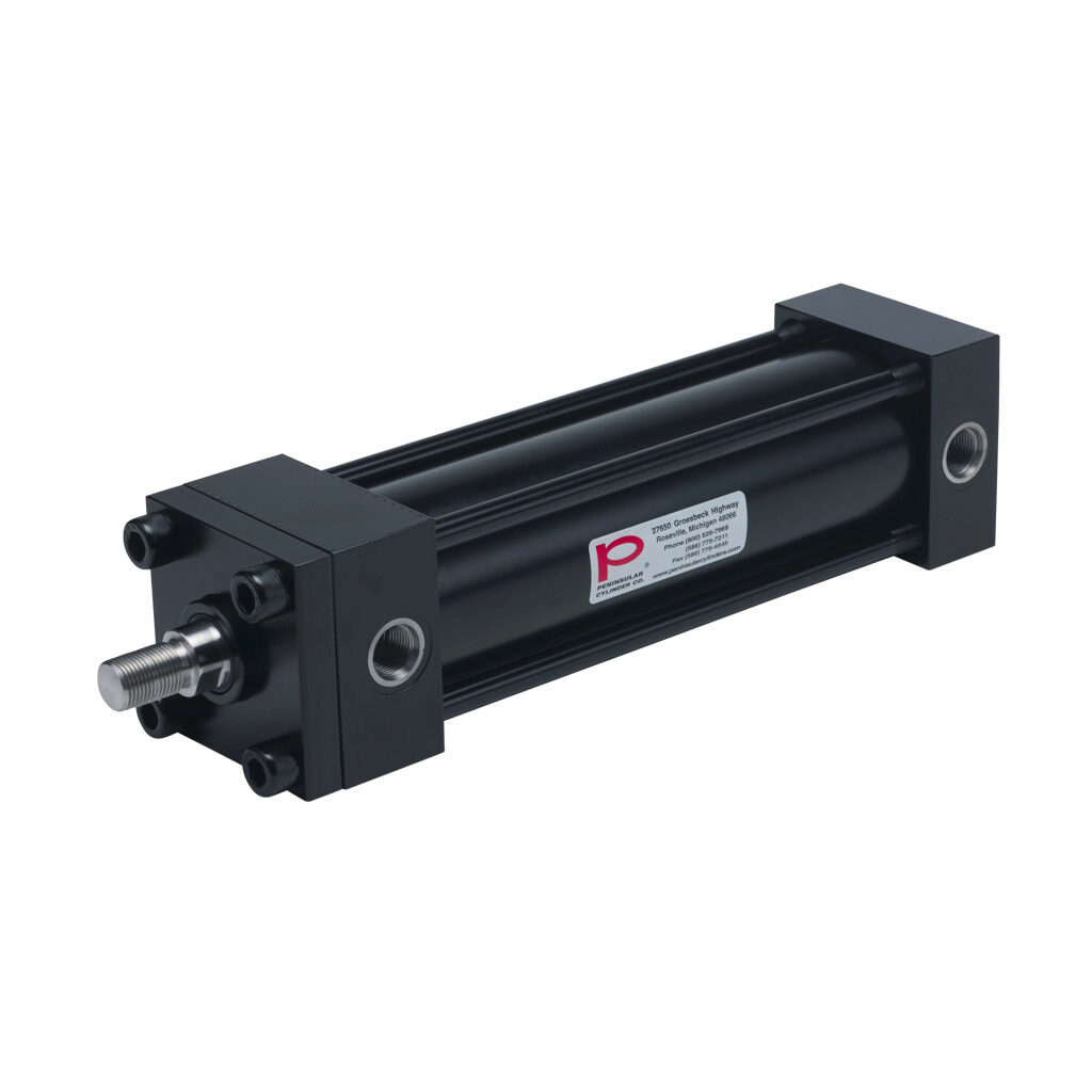 HP16250A8S - Peninsular hydraulic cylinder, NFPA tie rod, 2-1/2in bore, 1in rod diameter, 8in stroke, double acting, tapped end caps mount.